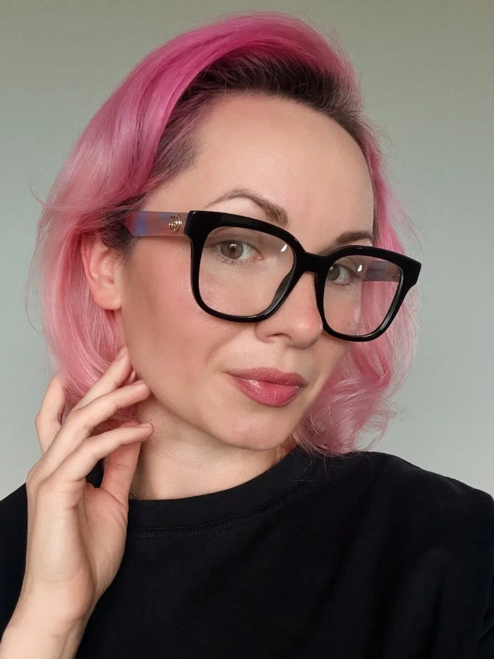 Gucci Women Eyeglasses Black Pink Havana Demo Square GG0958O 011 NEW AUTHENTIC